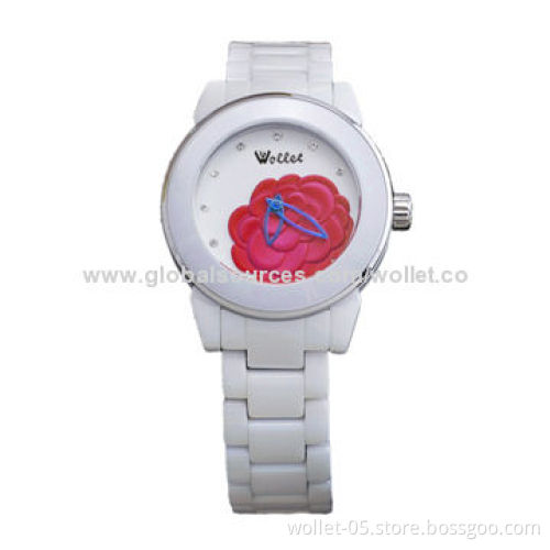 Wholesale Luxurious Design Popular White Ceramic Wristwatch, High-polished and Brushed Finish